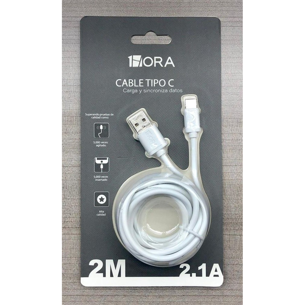 Cable Tipo C 1 Hora 2M Blister Blanco