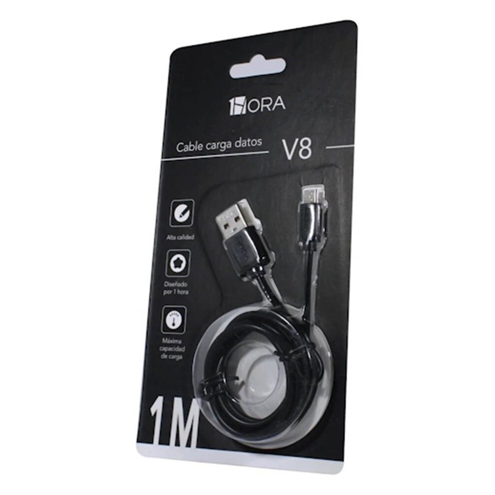 Cable V8 1 Hora Microusb Blister Colores
