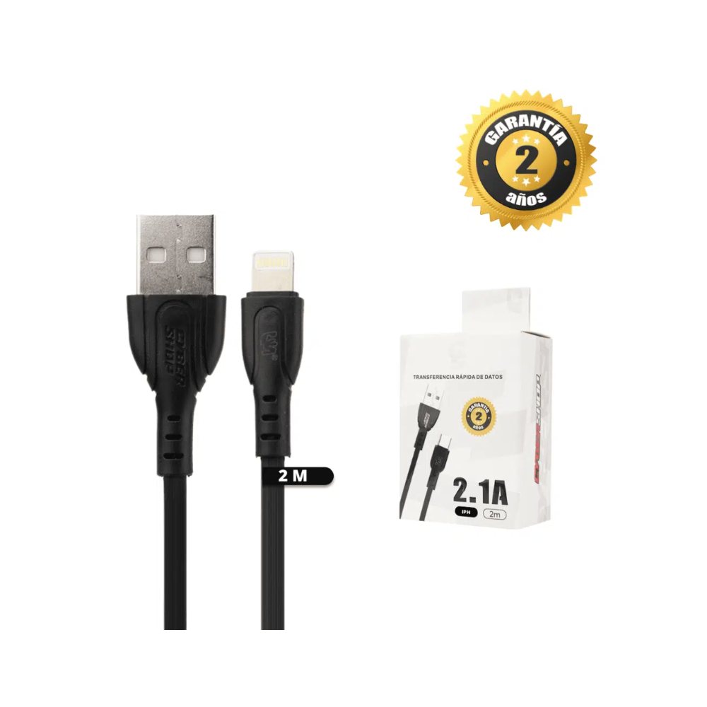CABLE 2M CS IPHONE NEGRO 2.1A