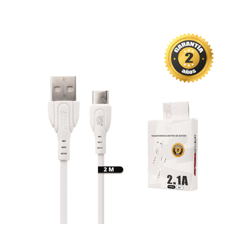 CABLE 2M CS TYPE-C BLANCO 2.1A